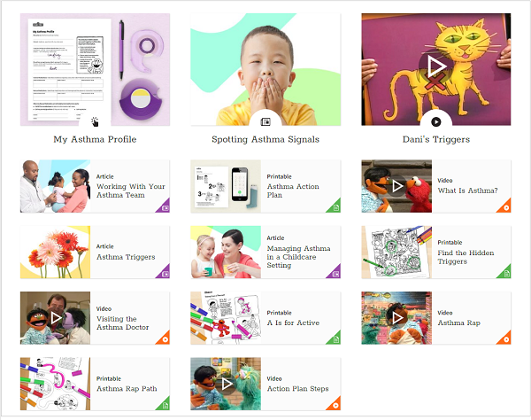 Sesame Street resources about asthma for kids 