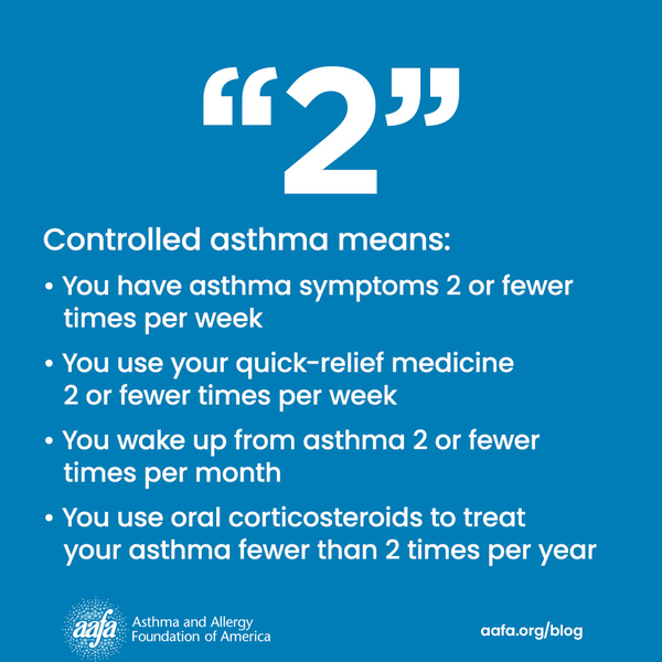 A list of ways to know if your asthma is under control on a blue background