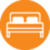 An icon of a bed in an orange circle: An icon of a bed in an orange circle
