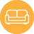 An icon of a couch in an yellow circle