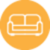 An icon of a couch in an yellow circle: An icon of a couch in an yellow circle