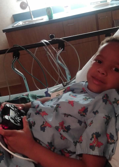 Jonathan Robinson, Jr. in the hospital in November 2016 for an asthma attack