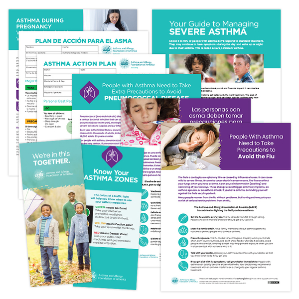 A grouping of asthma educational handouts