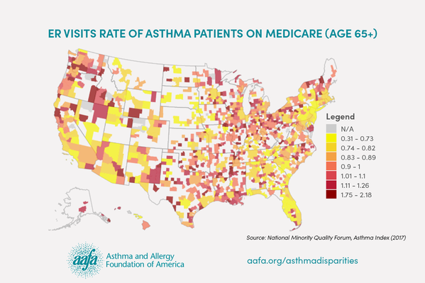 Black and Hispanic older adults go to the emergency room for asthma more than 1.5 times than white older adults