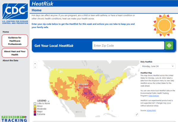 A screenshot of a heat risk website Description automatically generated